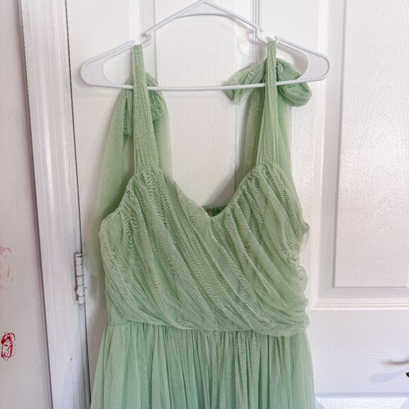 Tie Shoulder Tiered Midi Dress in Sage Green - Picture 4 of 7